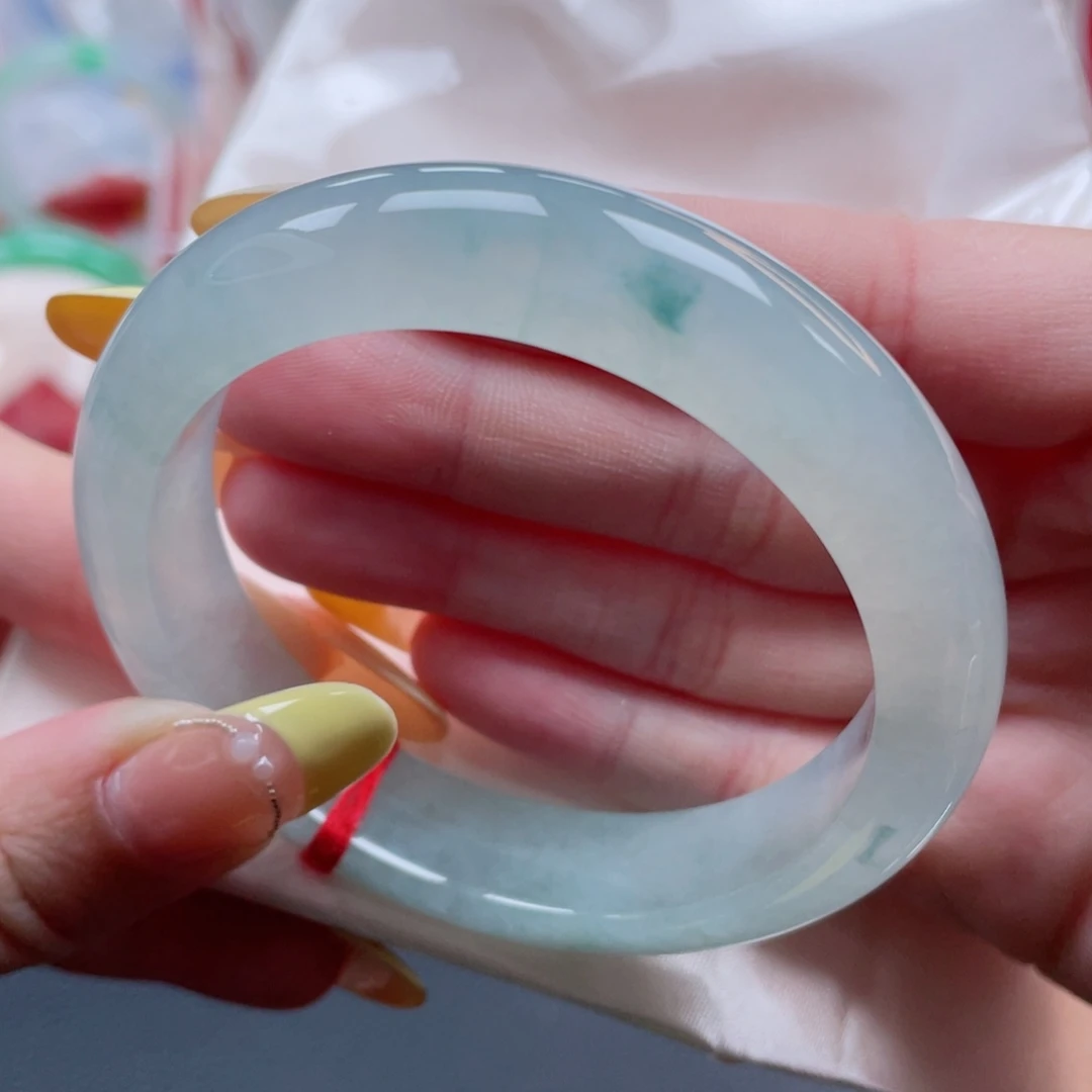 未镶嵌手镯翡翠56.2冰晴水飘碎花 冰透感 43号