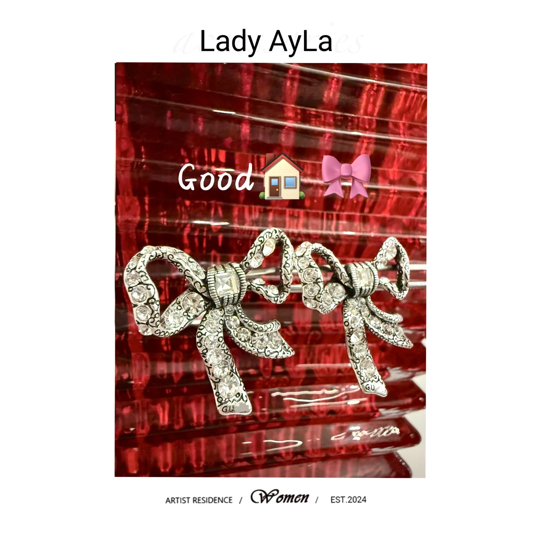 925银合成锆石耳饰 G蝴蝶结轻奢时尚项链AL875