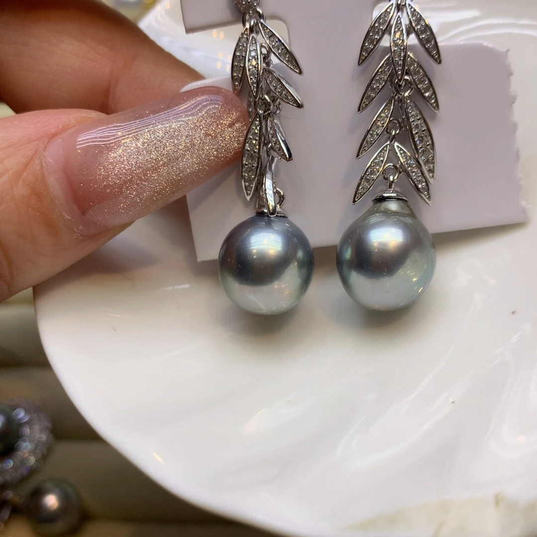 银S925镶嵌耳饰海水珍珠