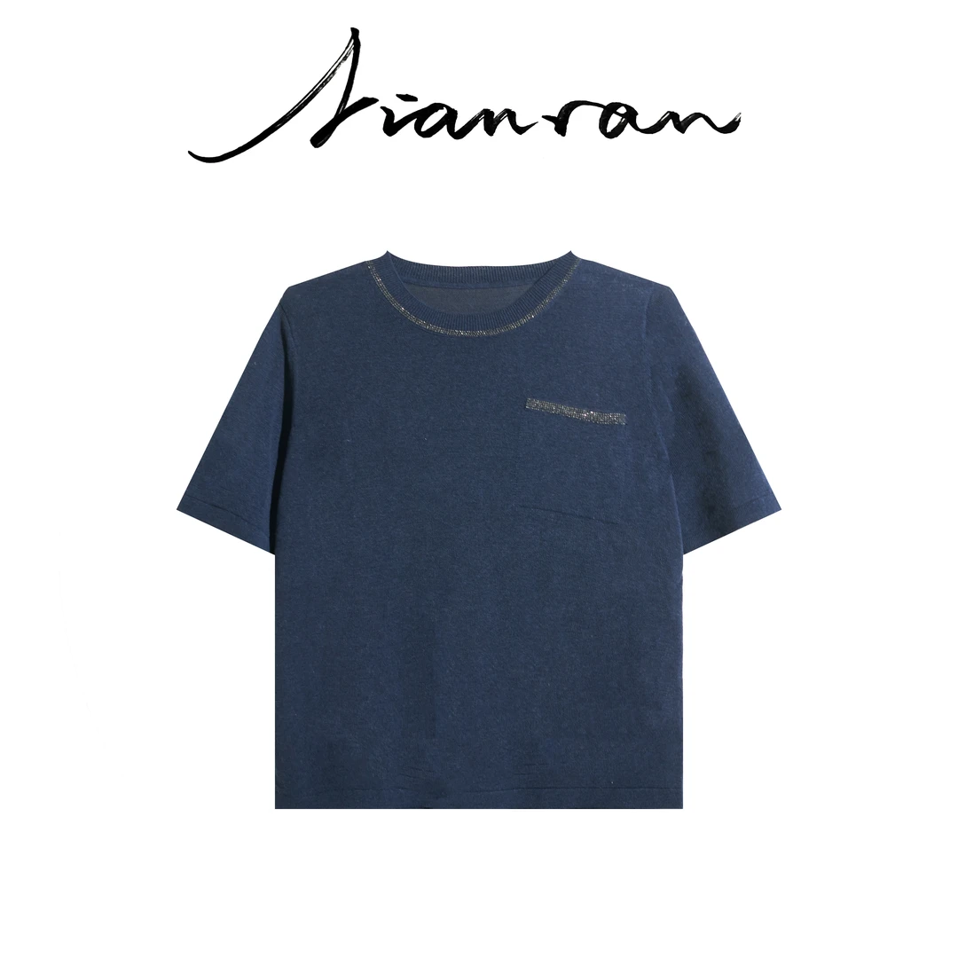 NianR-B*C烫砖轻奢风圆领再生素亚麻短袖休闲百搭时尚夏季XS76