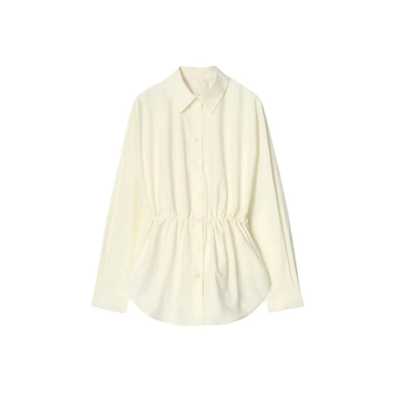 253022 【常】CS女装 标准版型腰部抽绳衬衫奶油黄2025春季新品