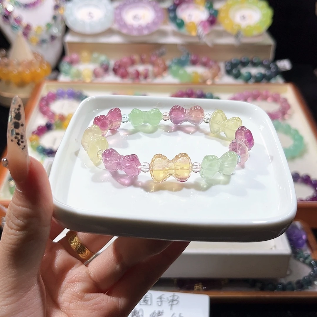 未镶嵌手链萤石糖果蝴蝶结