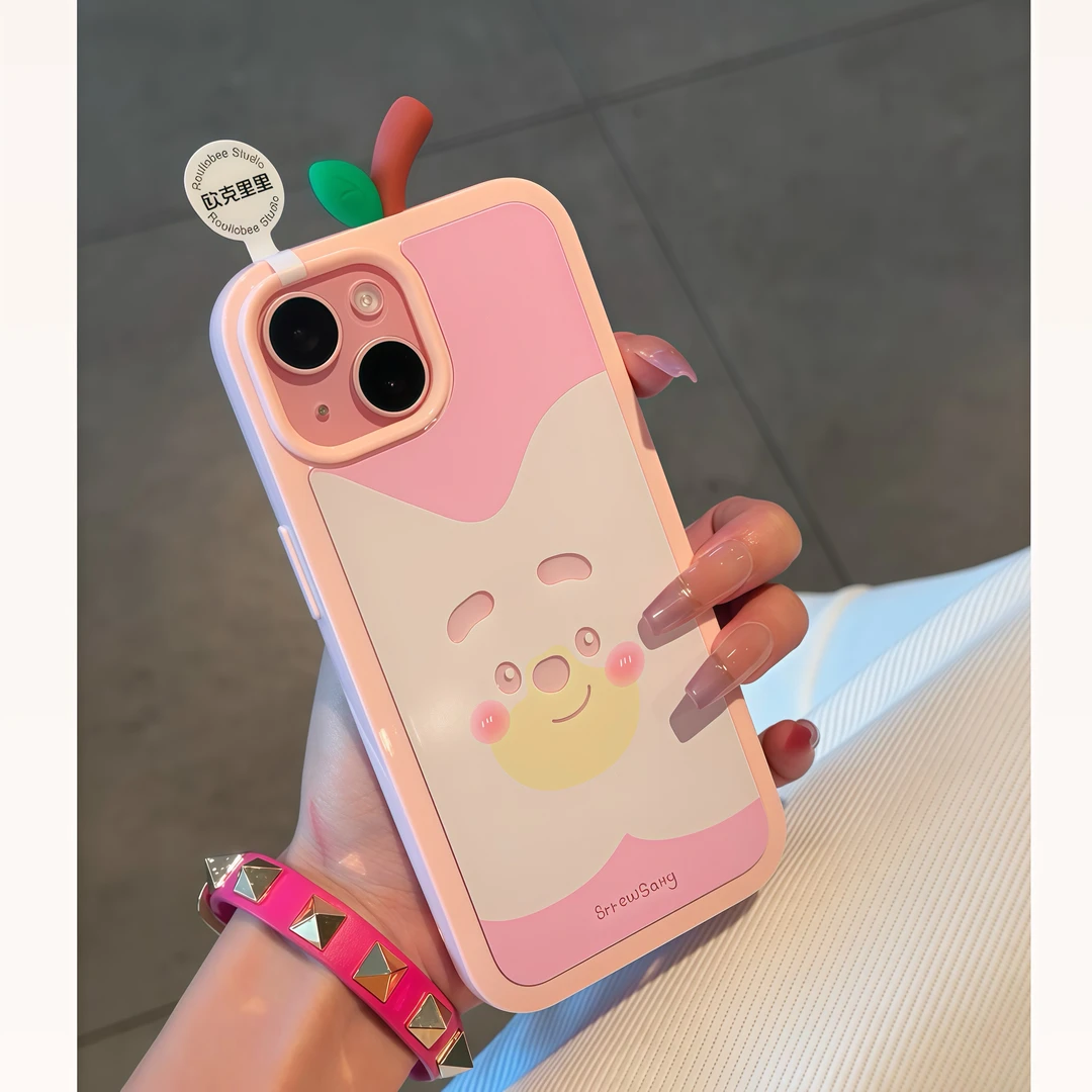 欧克里里维尼熊苹果枝适用苹果16/15promax透色手机壳14/13/12/11