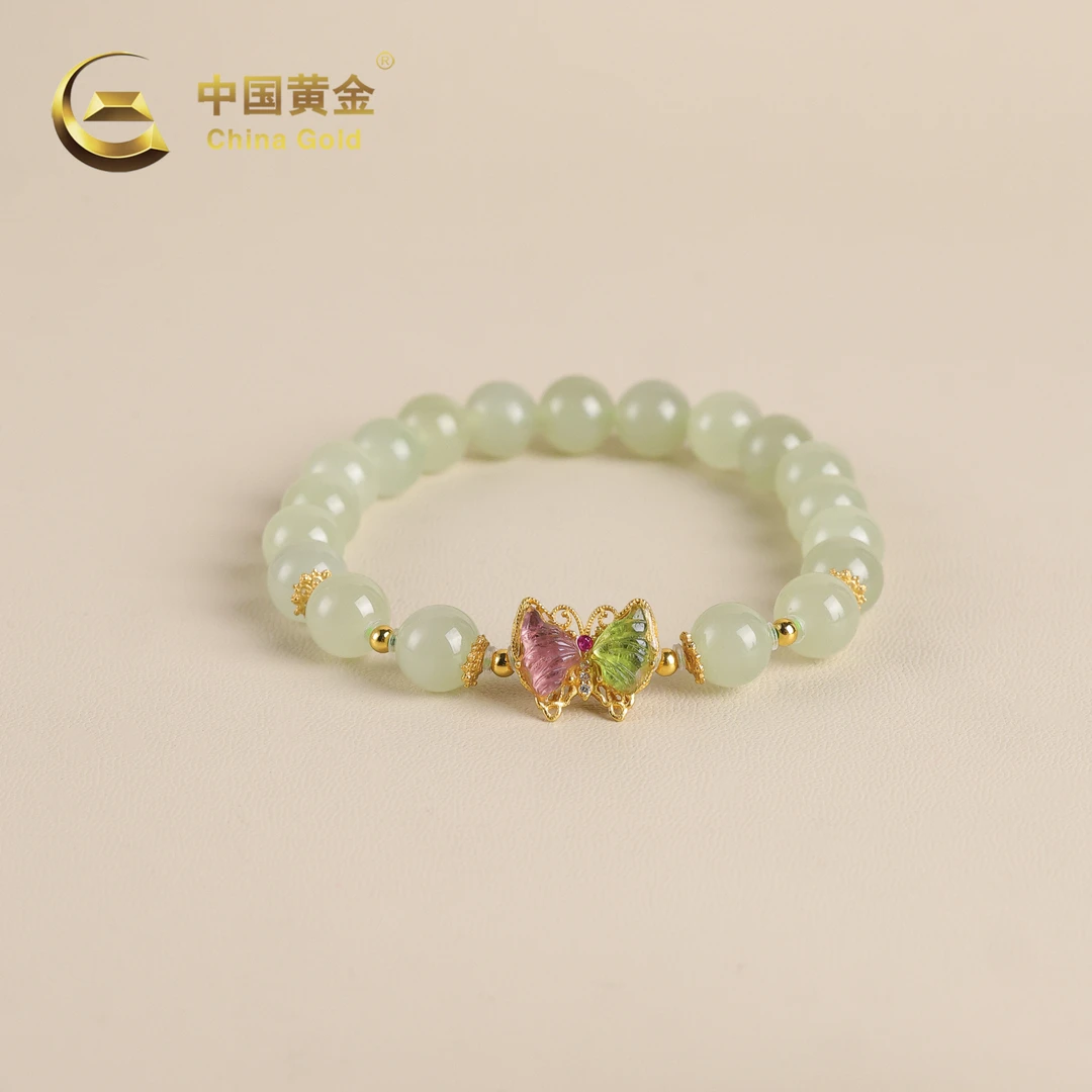 【中国黄金】滢彩 | 和田玉*手串*S925银镶嵌-S4293-格