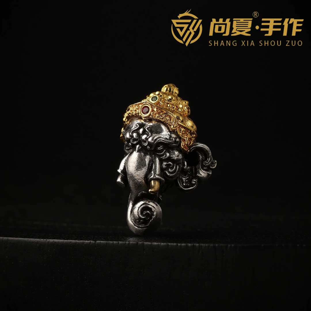 尚夏 铜吊坠 白铜象神配饰三通吊坠
