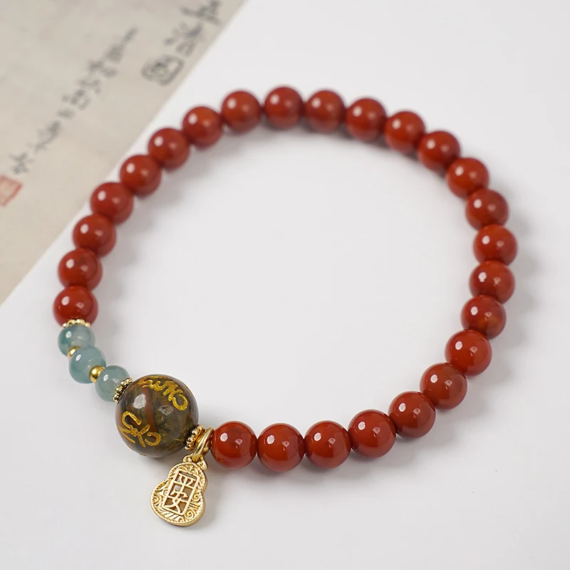 新年特供天然南红翡翠虎眼石念珠经文葫芦多样性发一-8557