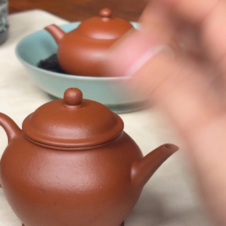紫砂茶壶微瑕朱泥宫灯