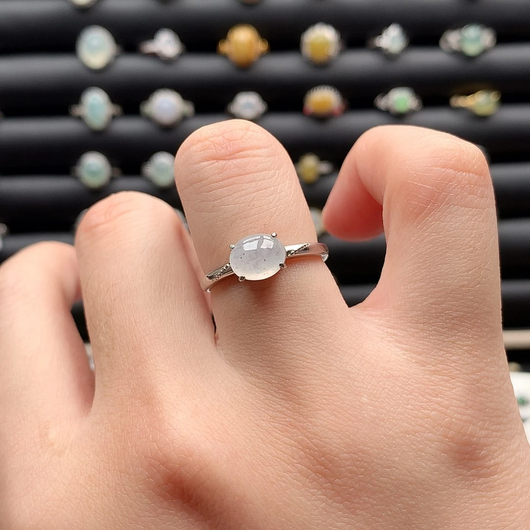 翡翠戒指银S925镶嵌0051