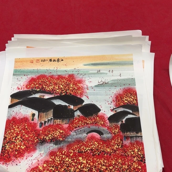 国画花鸟等图案为主的