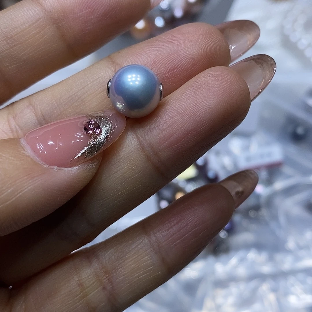 淡水珍珠耳钉银S925镶嵌