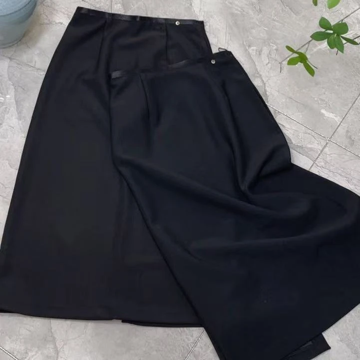 37080春装新款百搭显瘦半身裙休闲时尚气质纯色松紧腰女士半裙