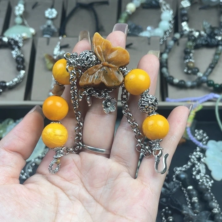 蛇纹石玉合金颈饰