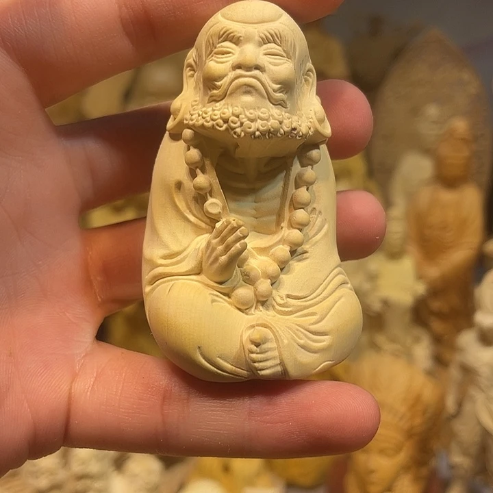 黄杨木小瑕疵达摩手把