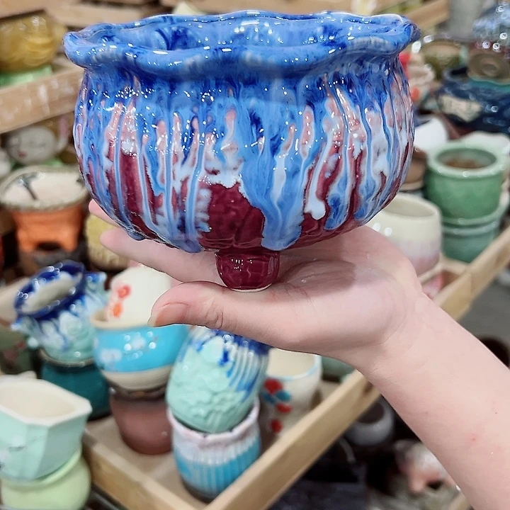 有孔.凑满10元发货多肉陶瓷花盆！