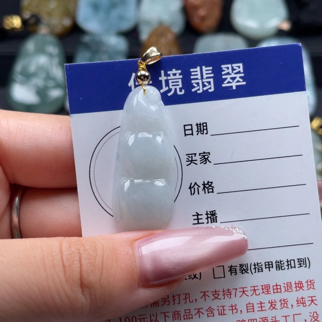 翡翠未镶嵌颈饰福豆