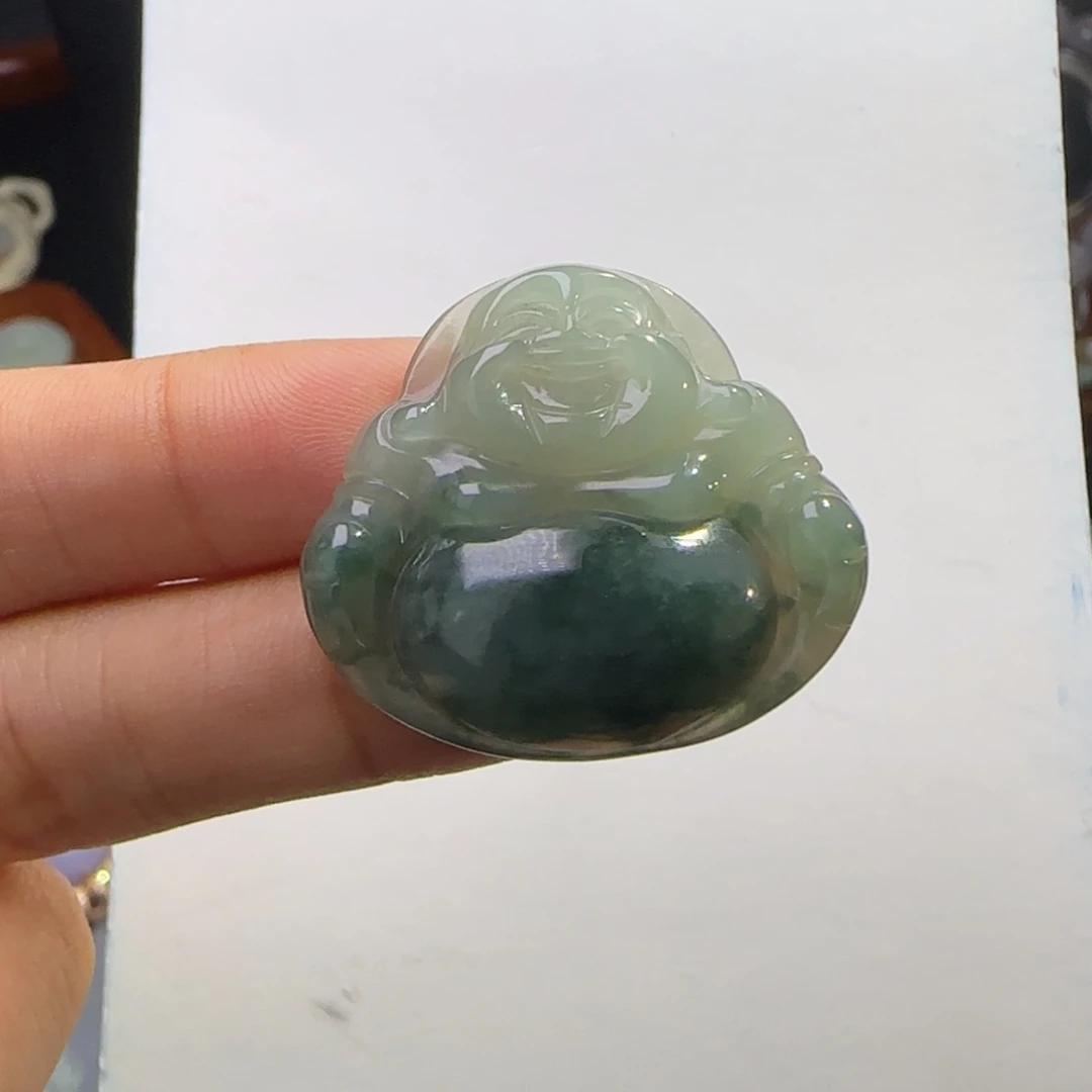 翡翠裸石半山半水佛公裸石