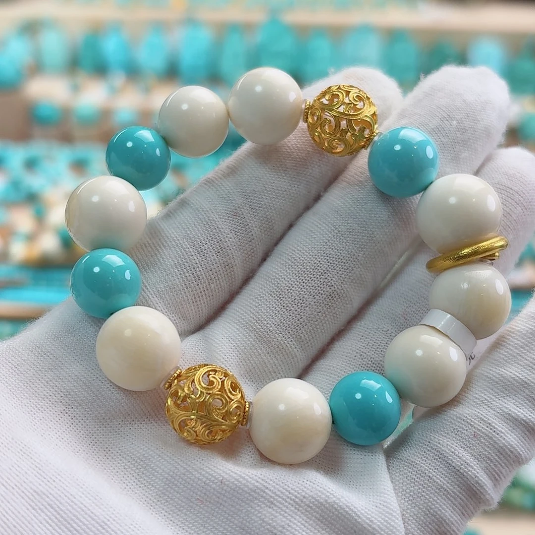 绿松石18K金镶嵌珠宝奇石