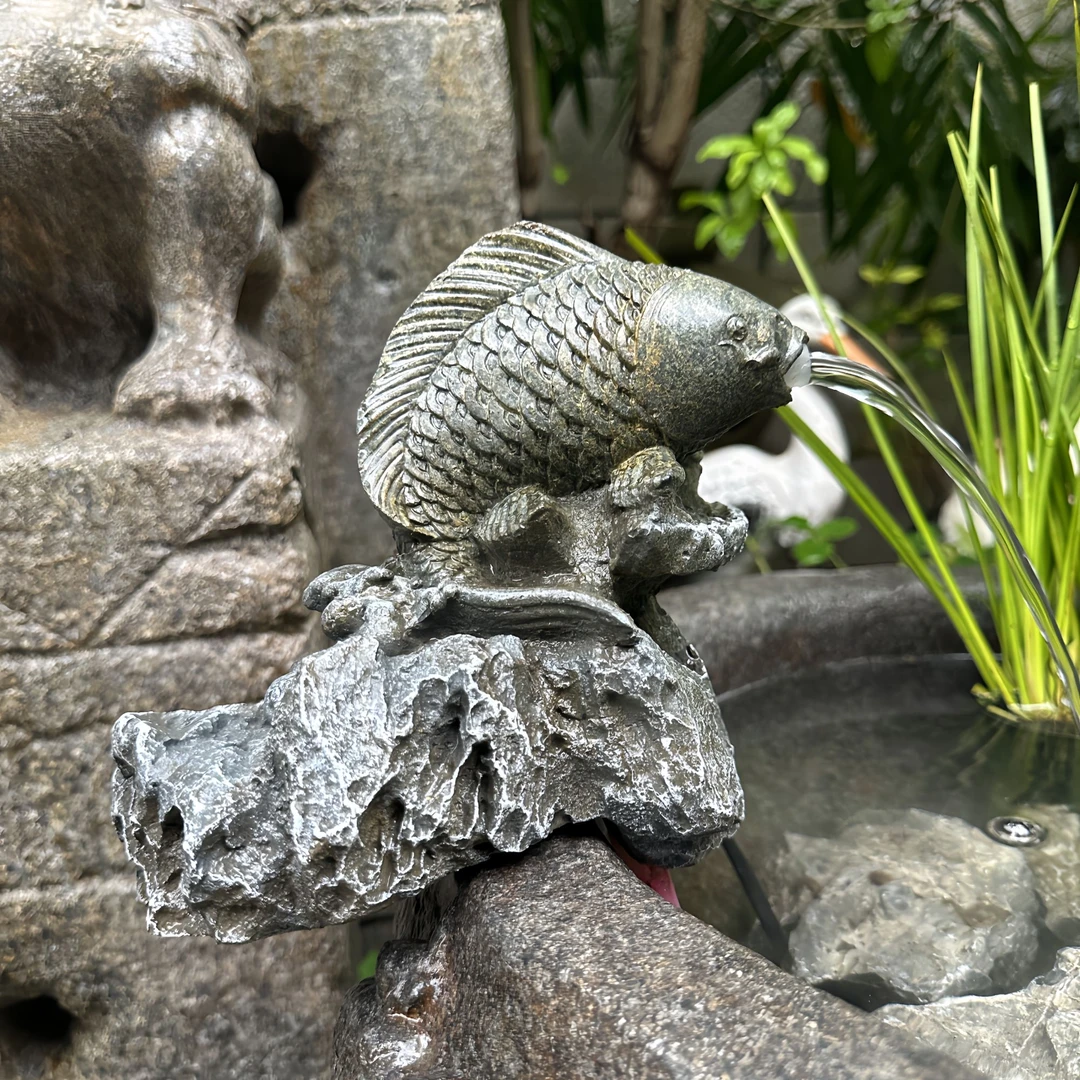 中式庭院喷泉鱼池流水摆件循环水花园装饰招财貔貅鲤鱼跳龙门造景