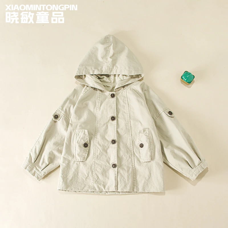 拼接连帽多扣外套XM1382