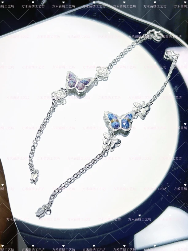 森系刺绣蝴蝶民族风苗族简约手链