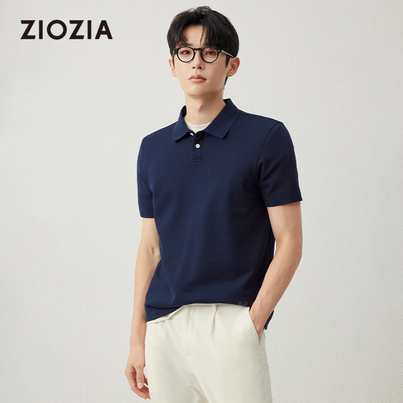 【桑蚕丝混纺】ZIOZIA通勤男装25夏落肩短袖T恤POLO衫ZTPE2220J