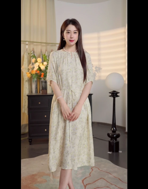 （西西专属）2025新款简约百搭桑蚕丝连衣裙L5163