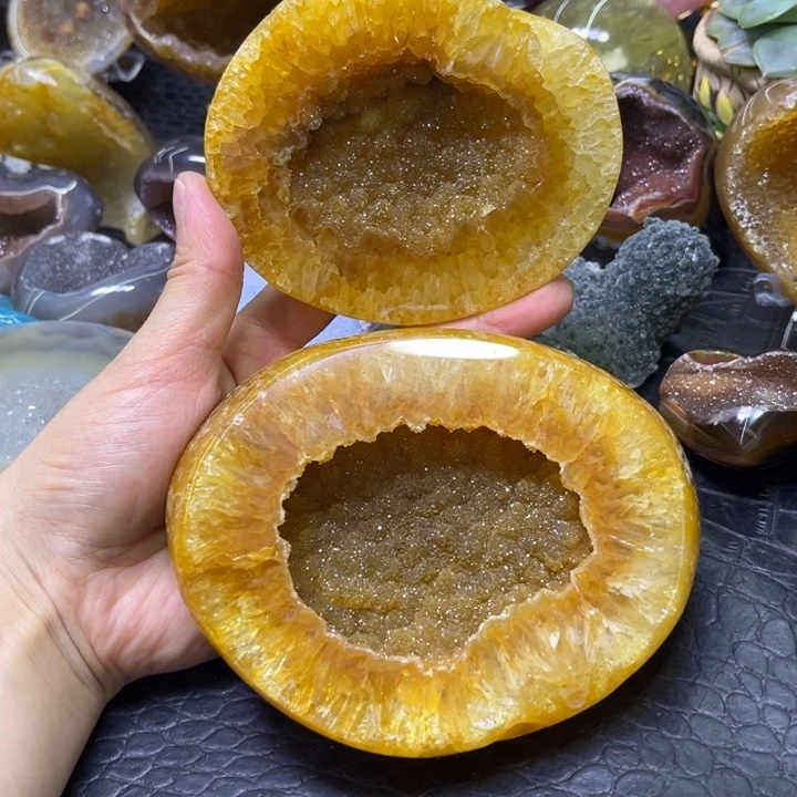 流***彩水晶发饰未镶嵌黄晶盆