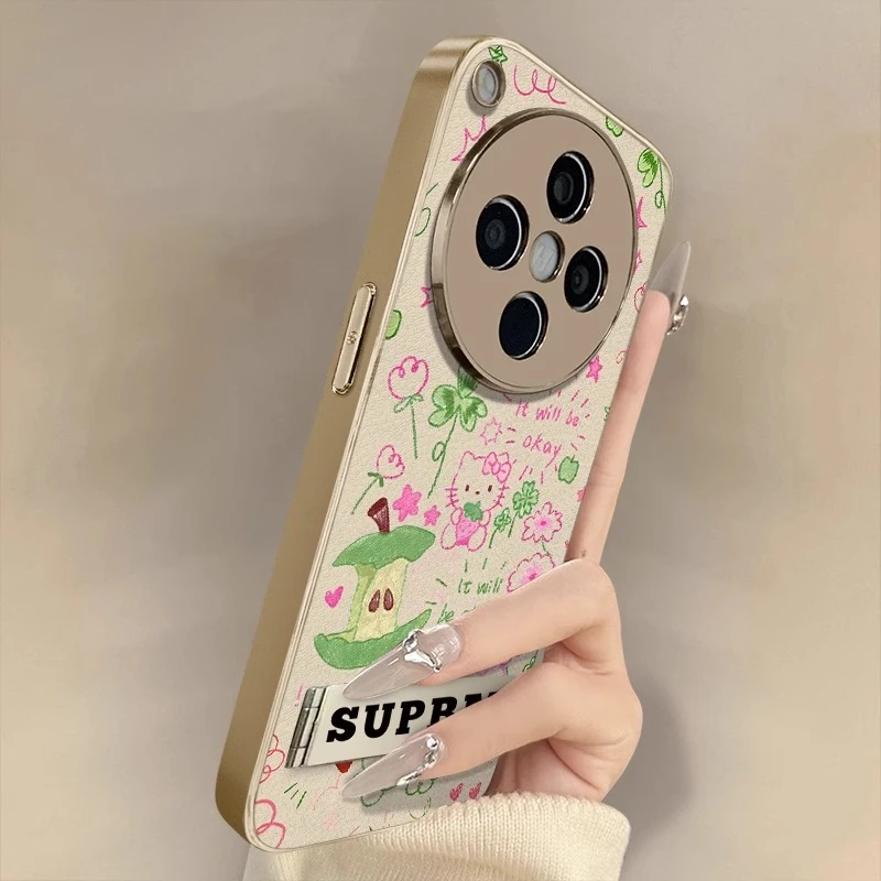 涂鸦甜心适用于OPPOreno14手机壳新款14PRO电镀小羊皮全包高级感