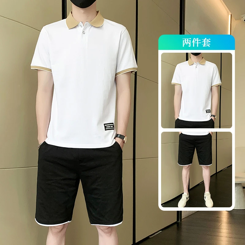 【厂家直销】新款夏季男士POLO衫短裤运动套装纯棉宽松套头短袖
