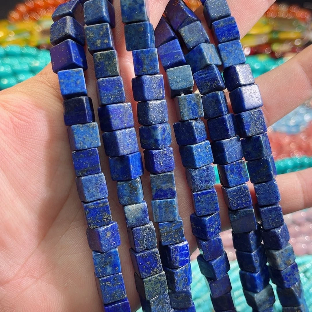 玛瑙/玉髓合金珠宝半成品青金石方糖8x8mm一条