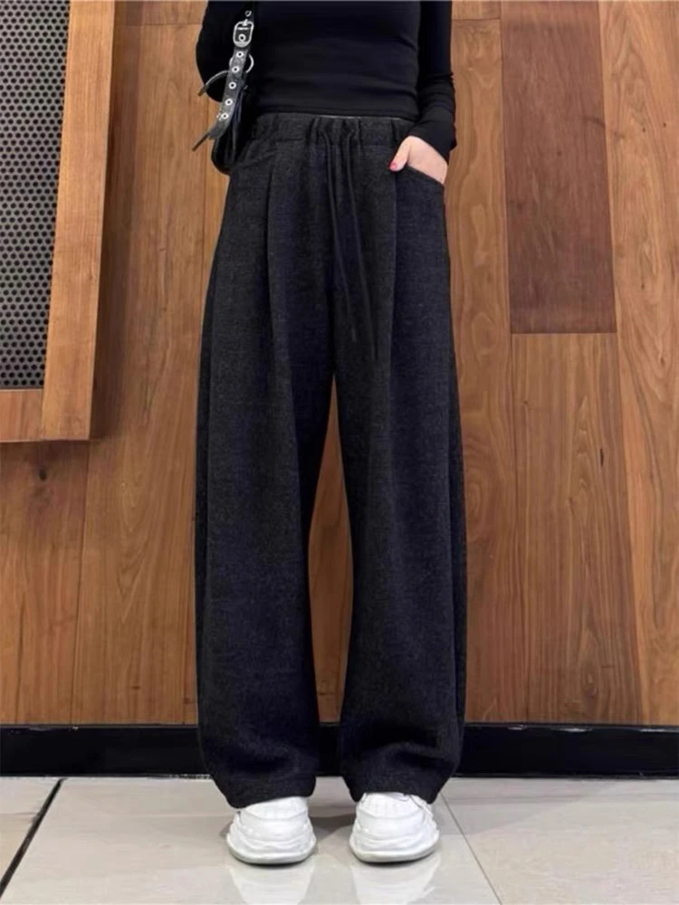 【正版弯刀裤】加绒加厚云朵裤女宽松高腰弯刀裤01