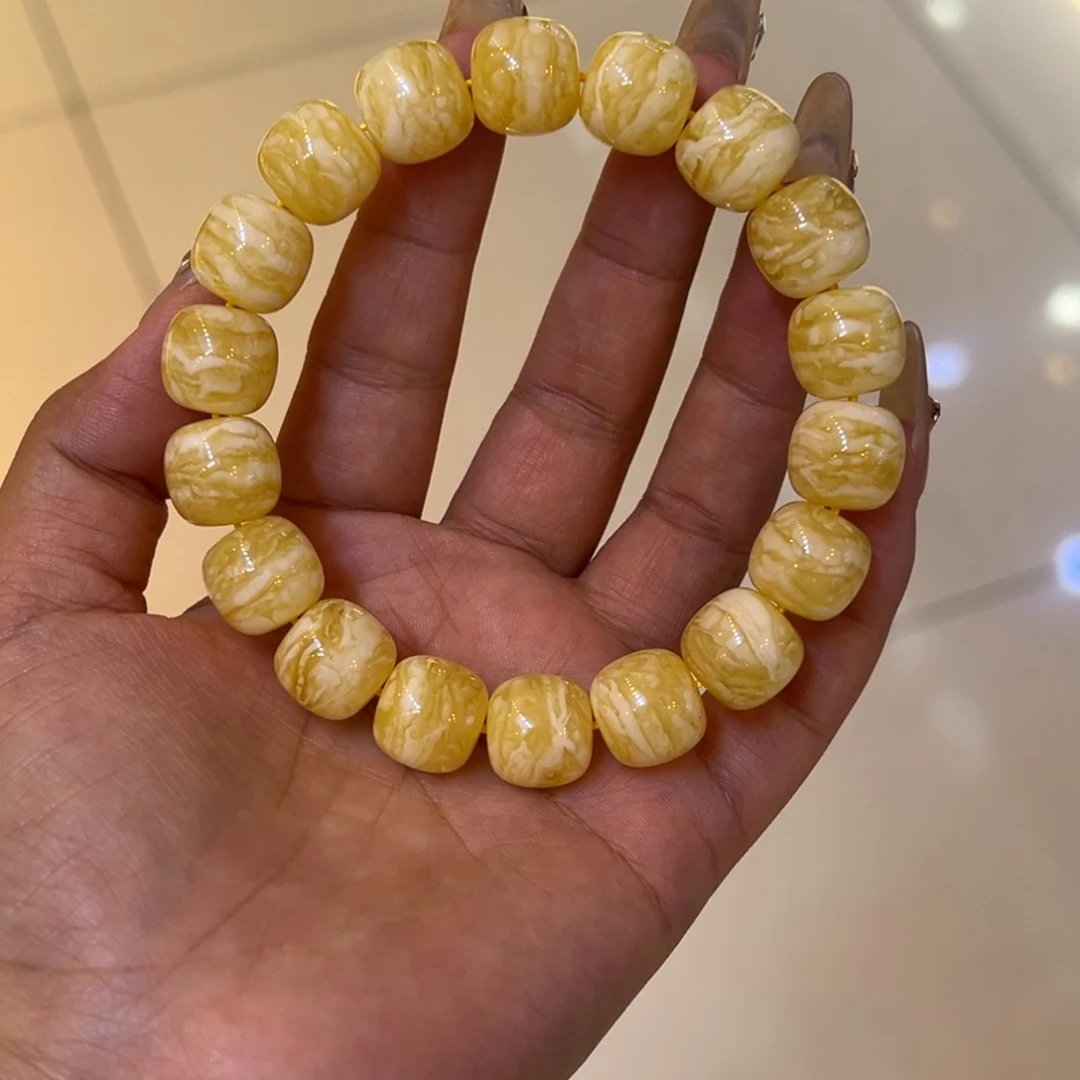 裸石琥珀未镶嵌13➕同料虎皮纹老型手串