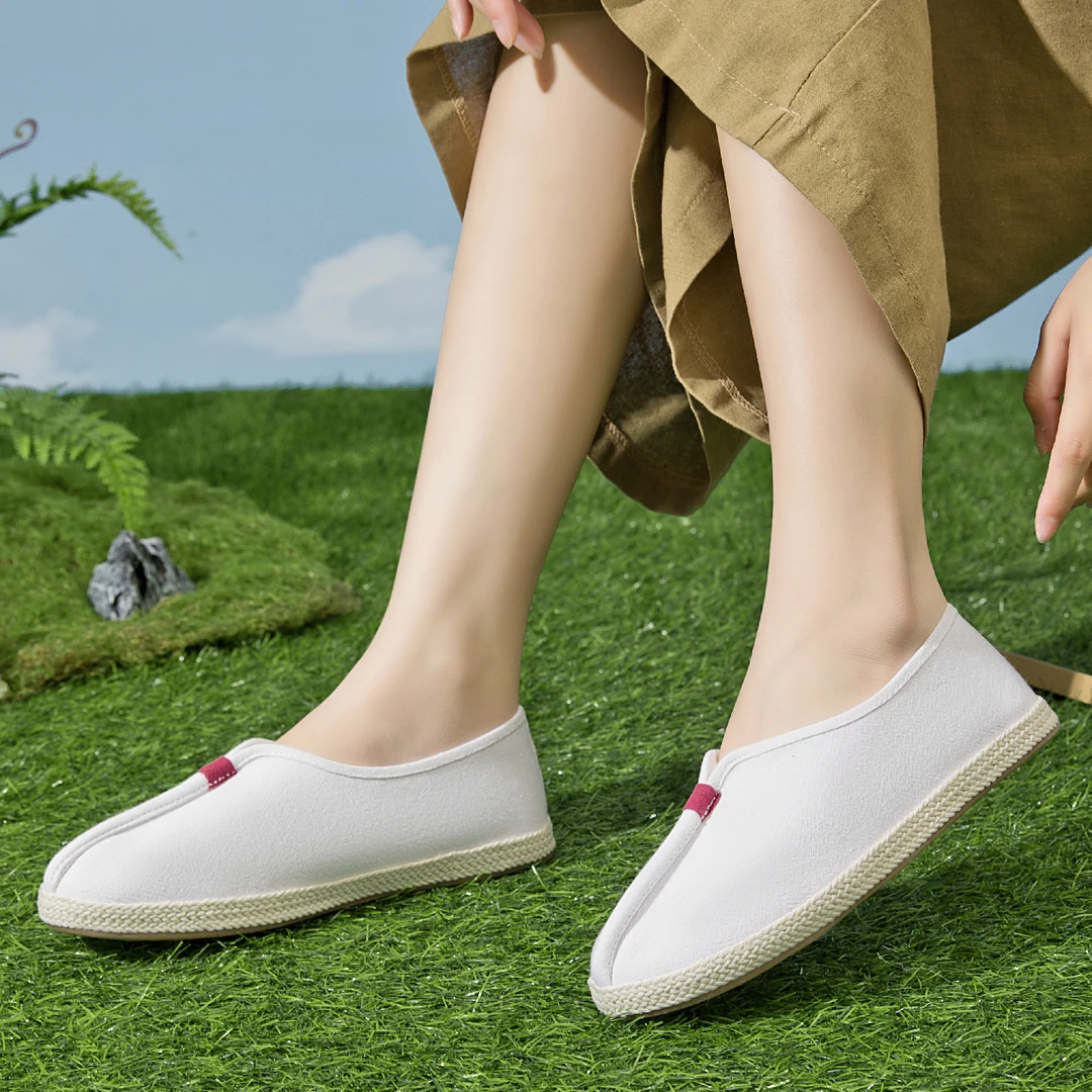 BUYUTANG/布语堂本草布鞋夏季女士透气汉服鞋老北京手工白色单鞋