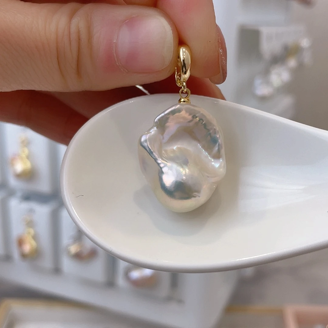 淡水珍珠天然珍珠巴洛克银S925镶嵌M*o