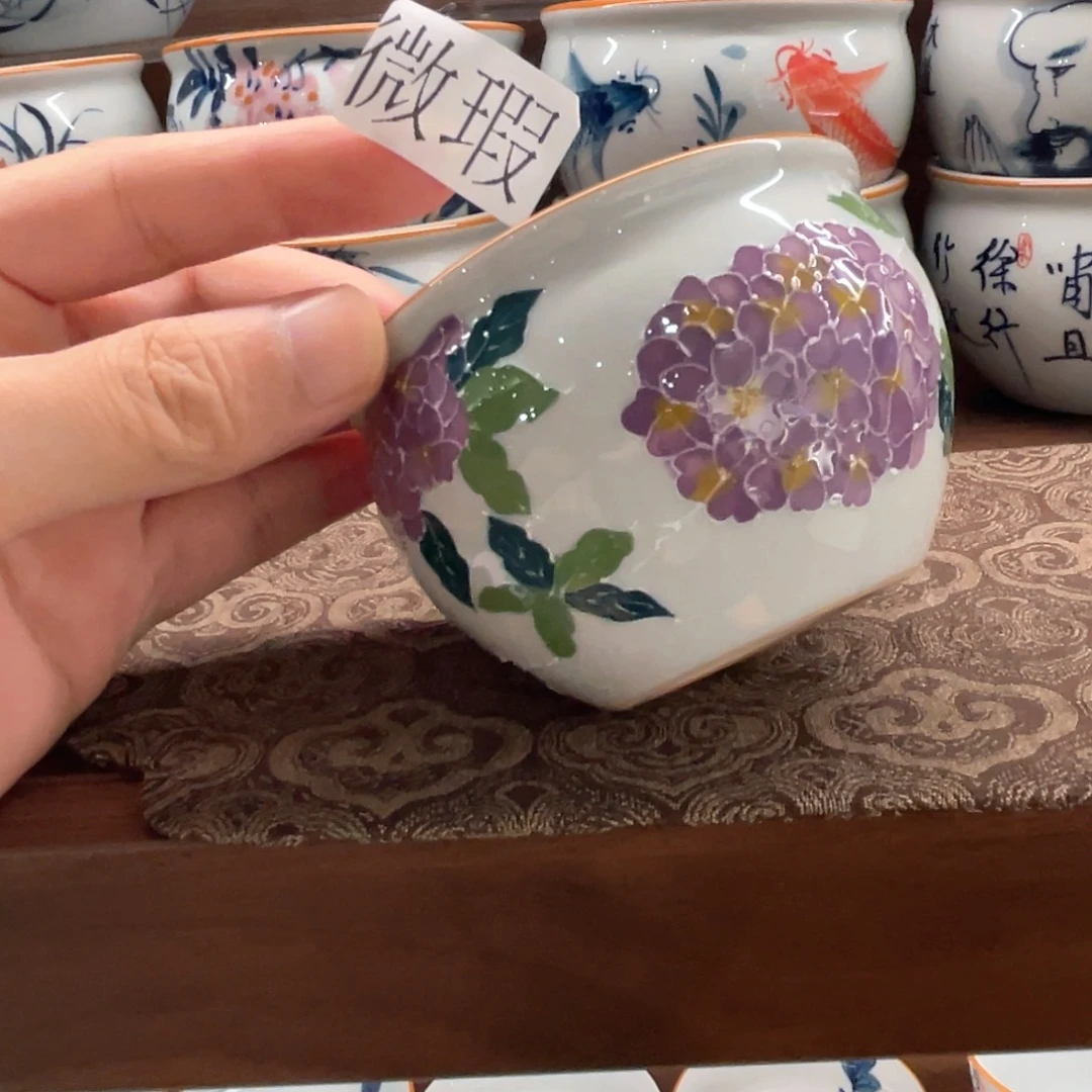 釉下手绘茶具微瑕