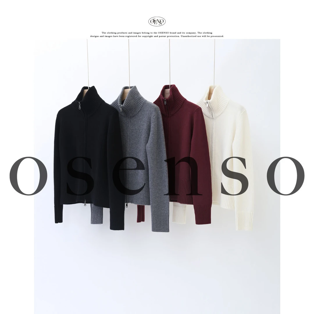 OSENSO“四重奏”秋冬设计款显瘦立领双开毛衣ZZ241194