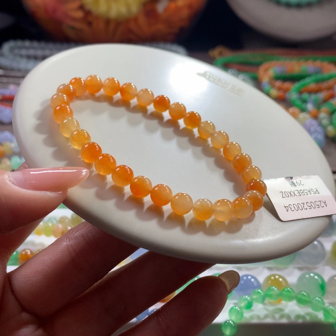 翡翠未镶嵌手链冰润元气橙卡6