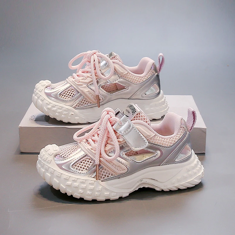 阿童木防臭儿童单网运动凉鞋2025春夏款男童透气镂空女童老爹鞋子