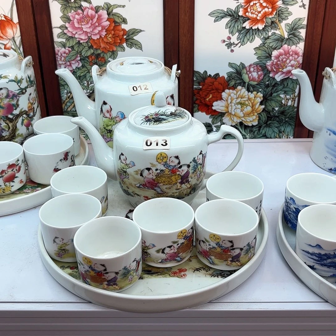 壶招财进宝两斤侧把壶➕六个杯子➕茶盘