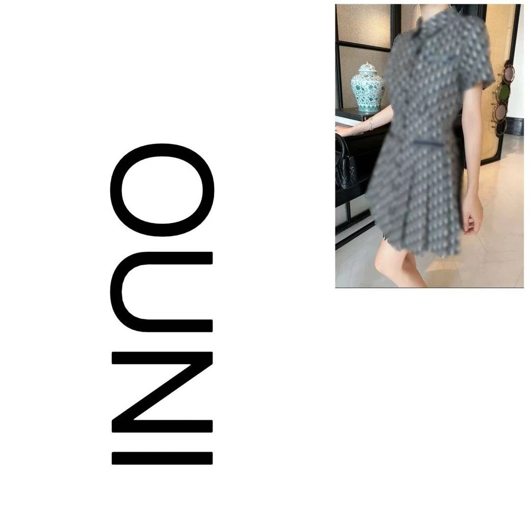 （字母满印百褶裙）夏季翻领提花领子气质洋气翻领牛仔连衣裙