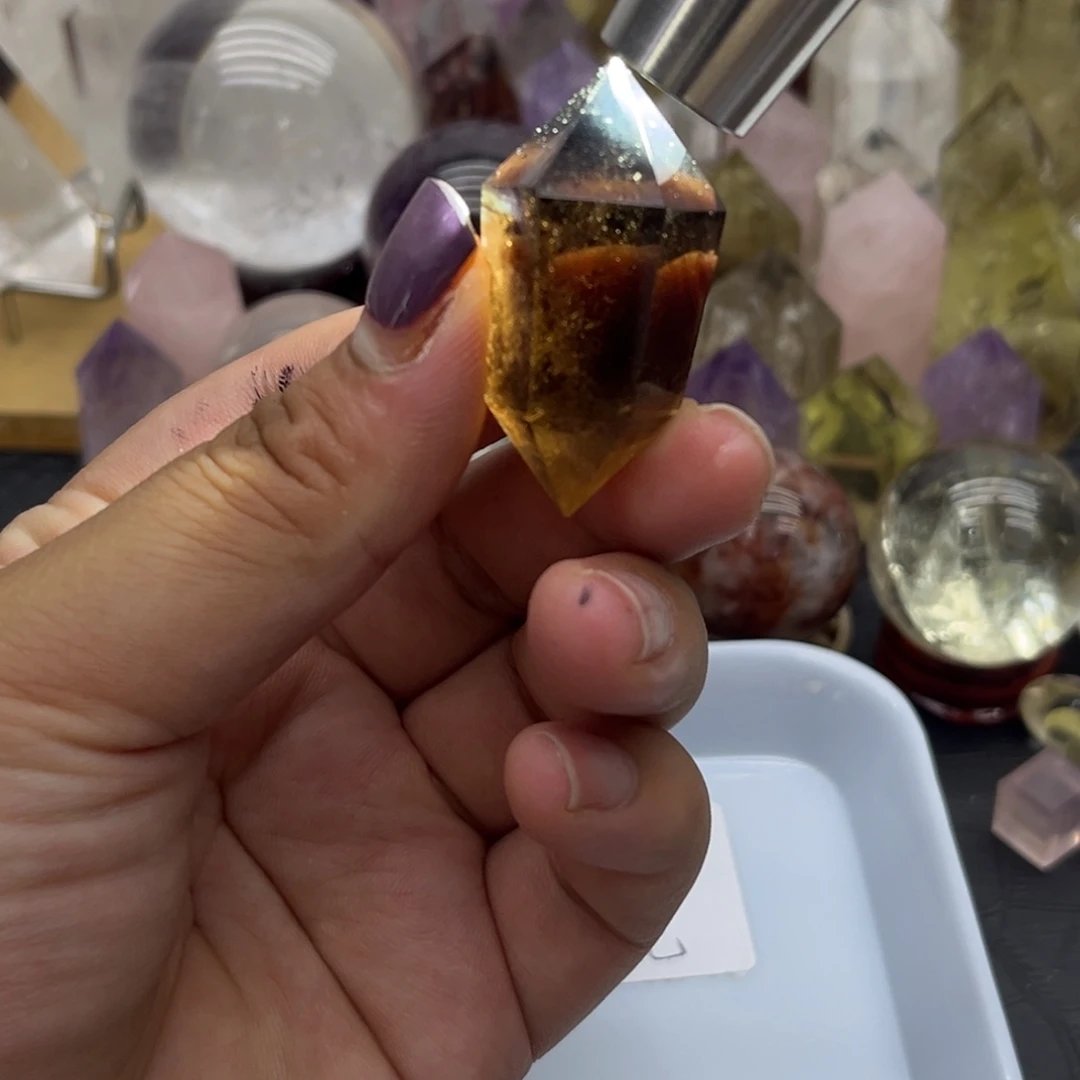 未镶嵌珠宝半成品水晶81 茶晶双尖/吊坠