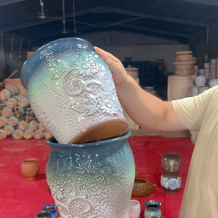 紫砂花盆高21口径18