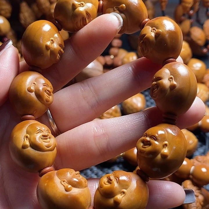 吊坠橄榄核光背笑佛