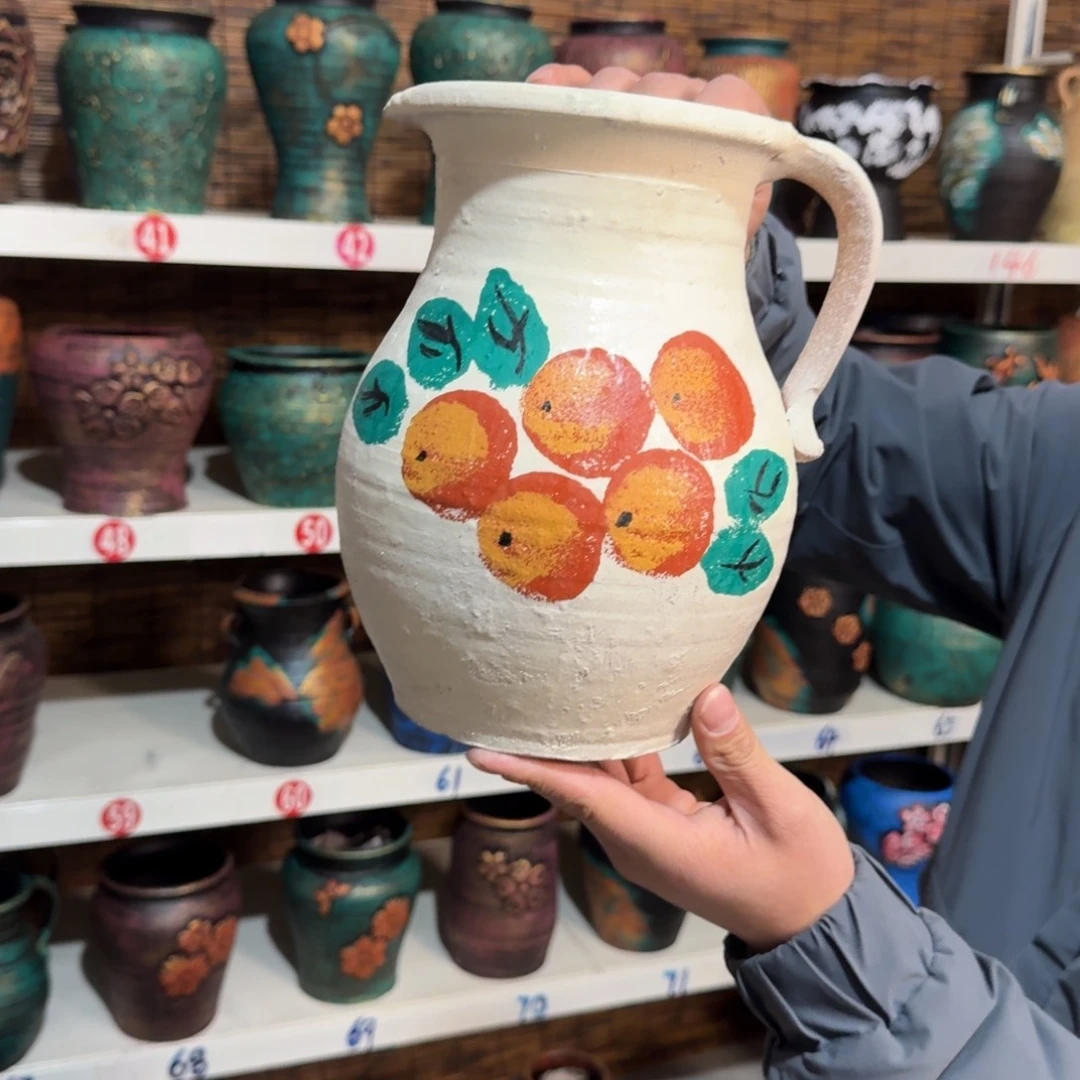 红陶红陶浮雕花盆炸炸炸