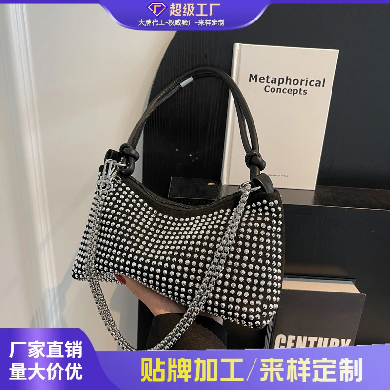 镶钻包包女2025新款潮时尚高级质感洋气单肩包春夏小众百搭斜挎包