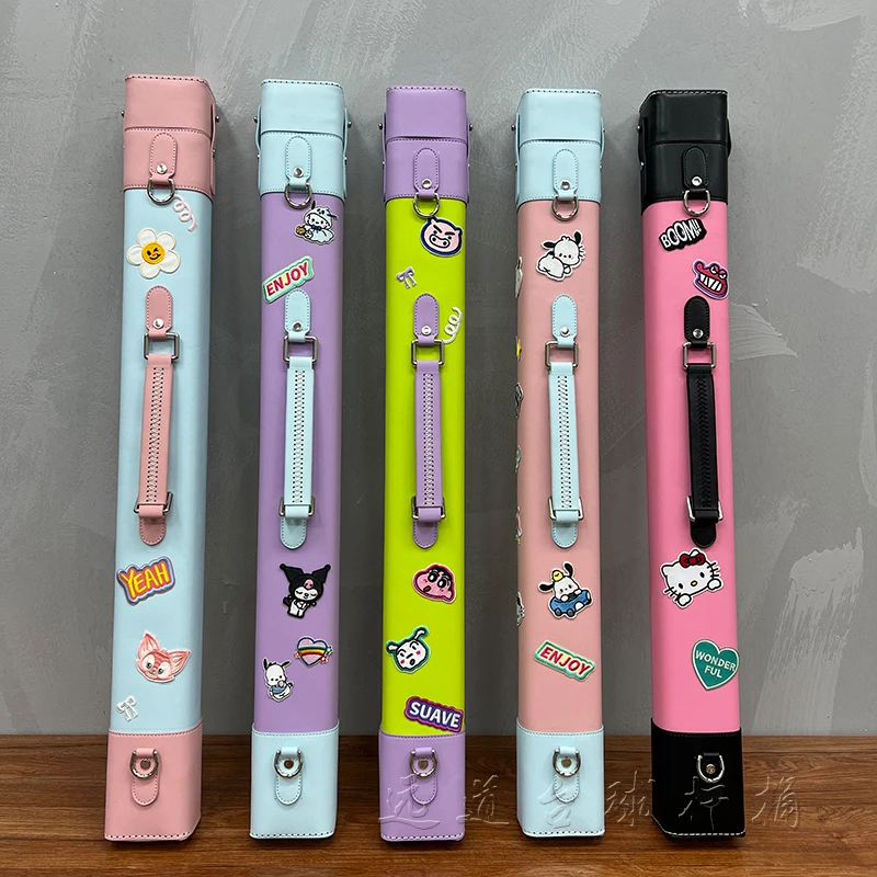 高颜值1/2大头杆筒盒子箱包手工制作皮面台球杆桶四孔多巴胺撞色