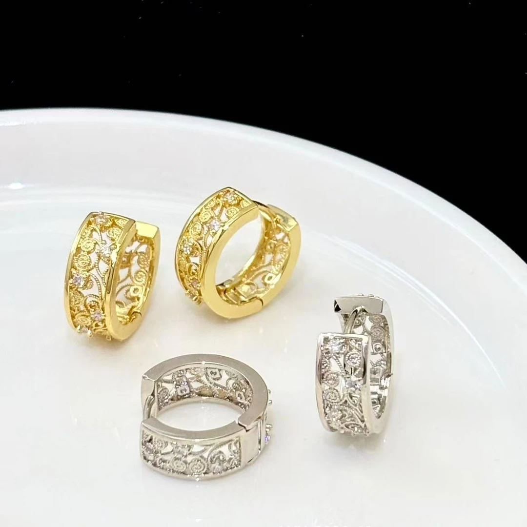 铜合金耳饰 c336 c337丽银【卷草纹系列耳扣】精致日常百搭耳环5223