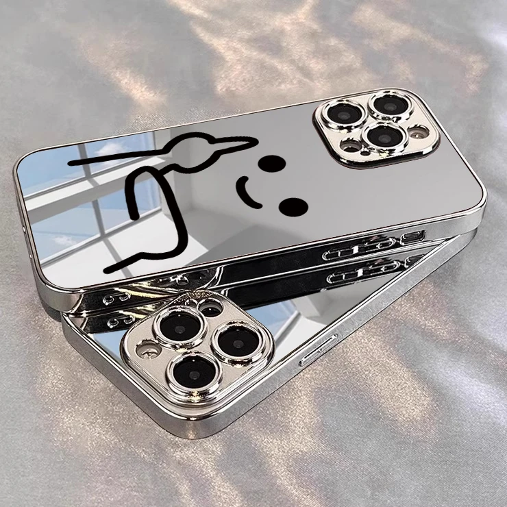 镜面笑脸手机壳适用苹果16华为oppo小米15vivo荣耀oppo红米iphone