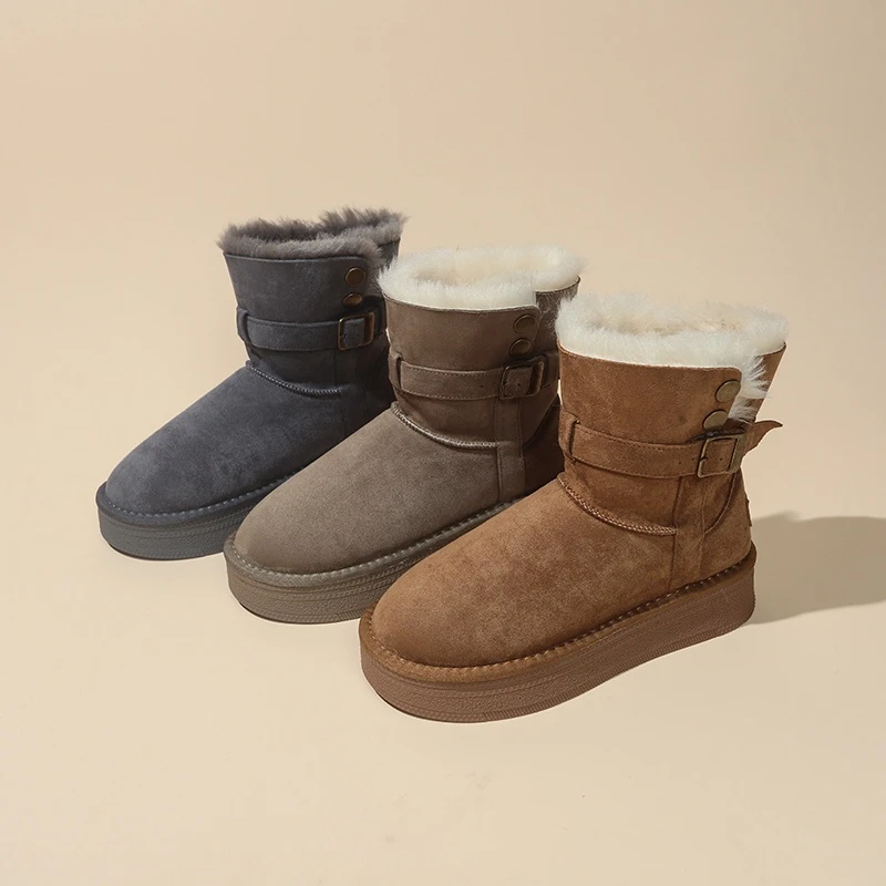 厚底加绒保暖中筒雪地靴女2025年冬季新款防滑棉鞋东北大棉鞋