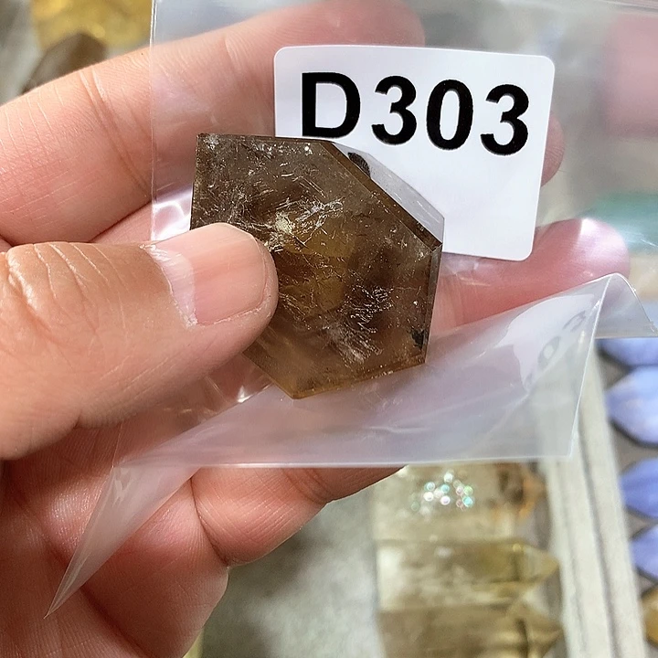 黄晶天然水晶柱子D303未镶嵌贝*